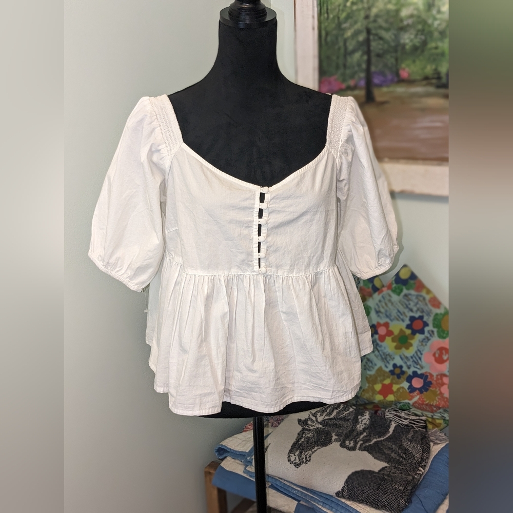 Free People White Peasant Blouse